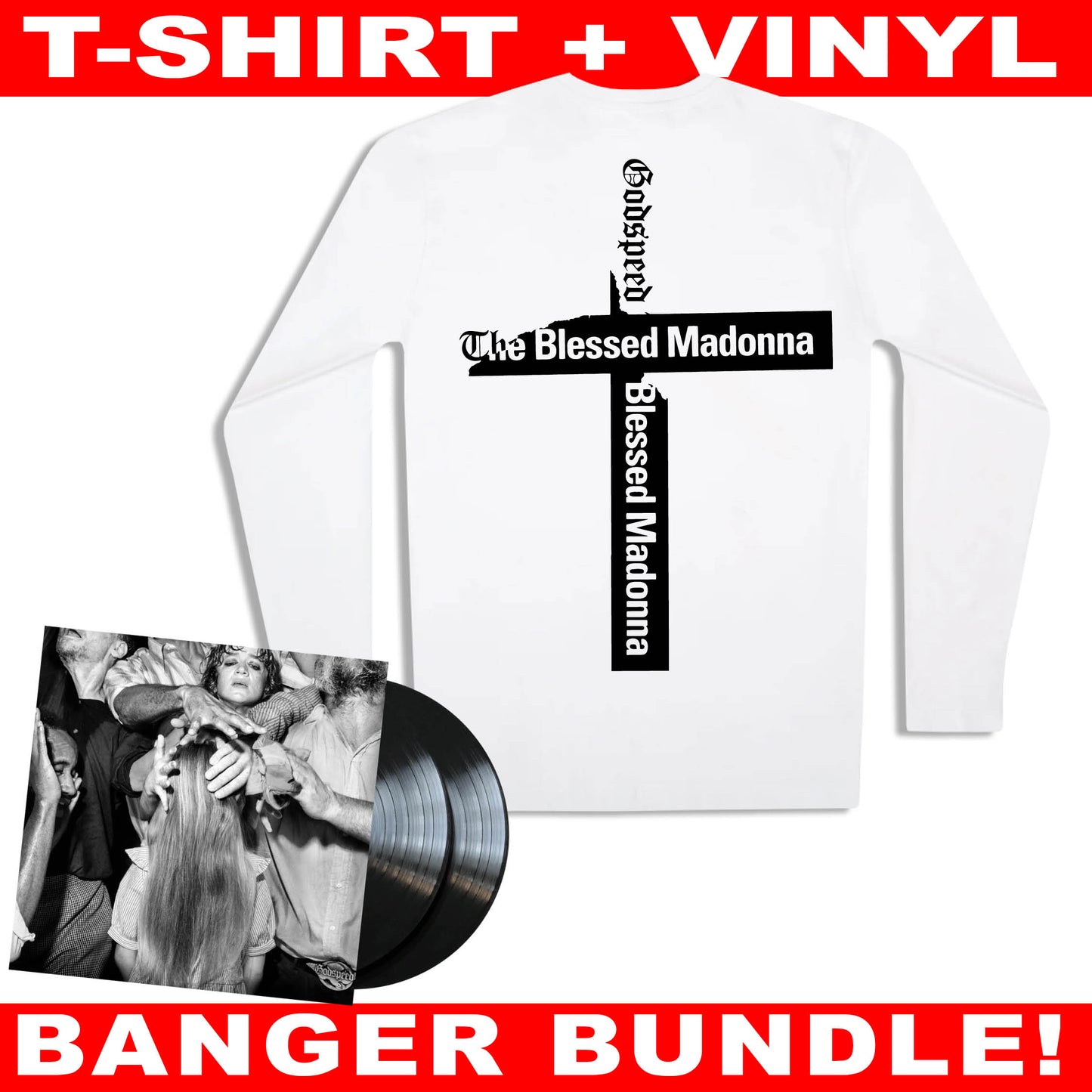 The Blessed Madonna GODSPEED vinyl + EDGING longsleeve T-shirt bundle