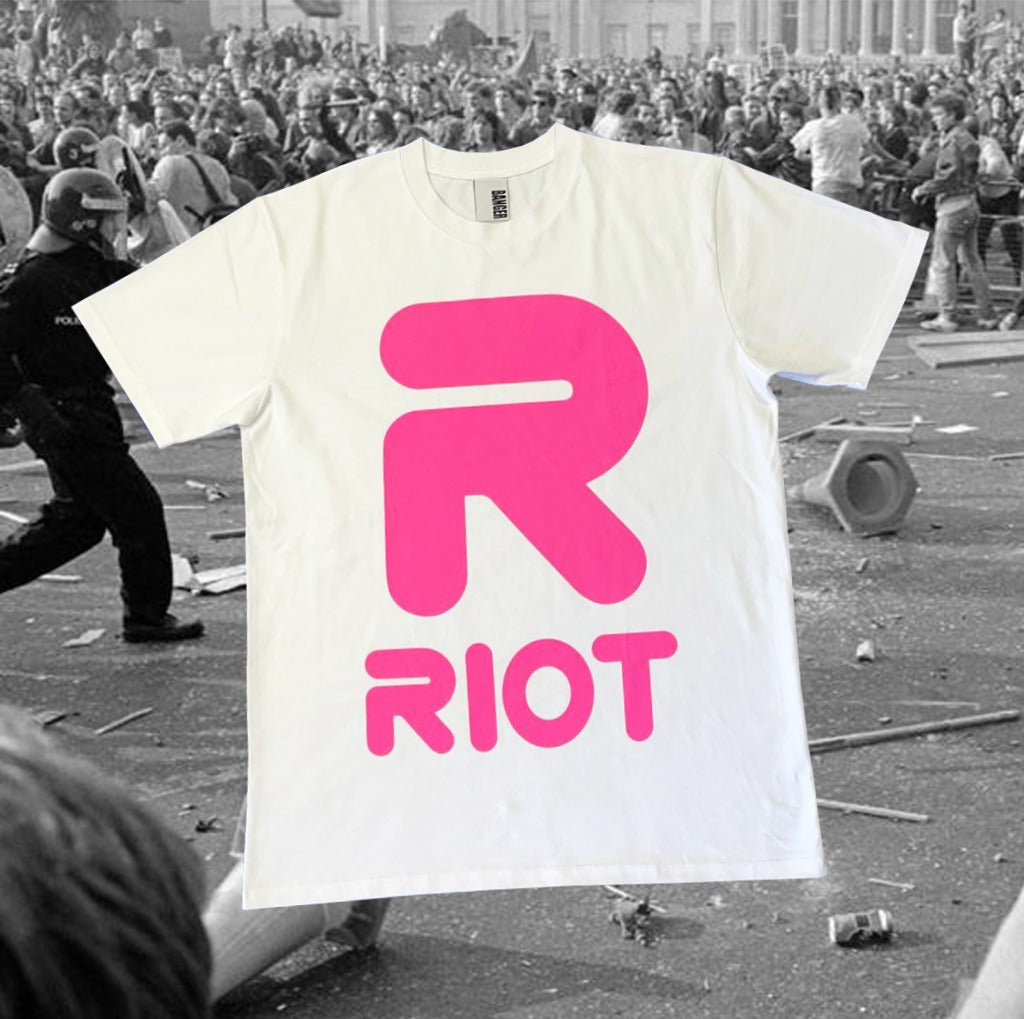 RIOT hot pink t-shirt